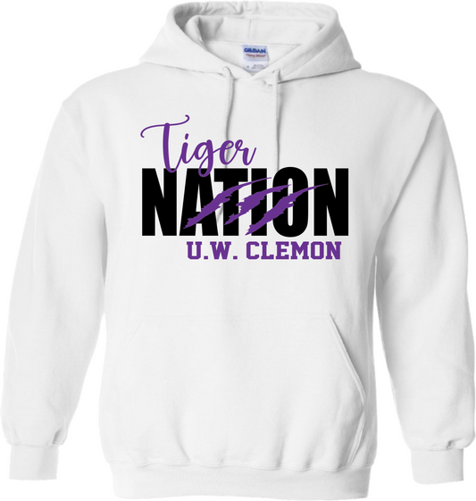 U W Clemon School Hoodie White