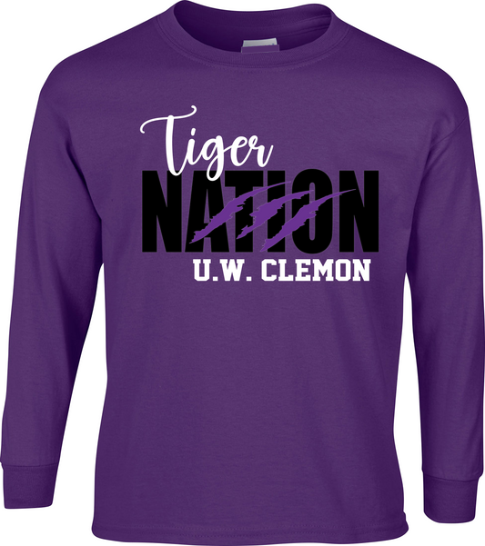 U.W Clemon School 2024-2025 Long Sleeve Tee Purple