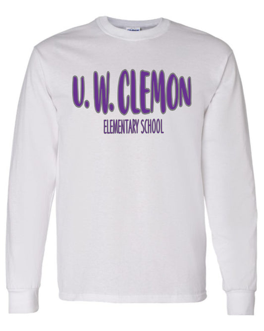 U.W Clemon School Long Sleeve Tee White